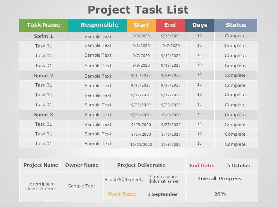 Project Task List 02 PowerPoint Template & Google Slides Theme