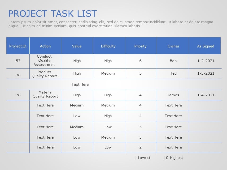 Project Task List 05 PowerPoint Template & Google Slides Theme