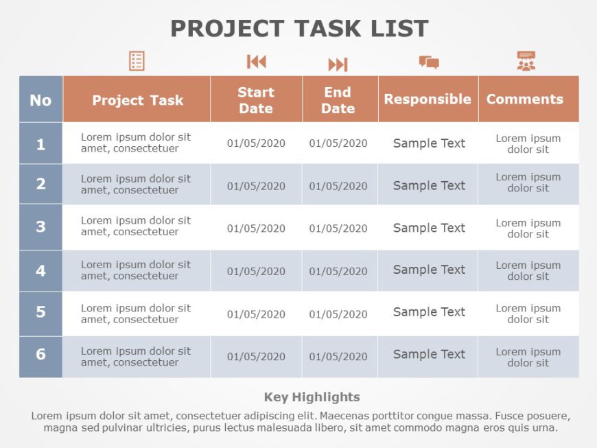 Project Task List 09 PowerPoint Template