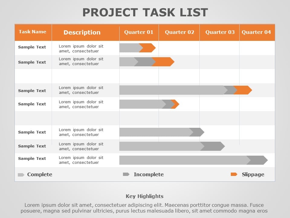 Project Task List 10 PowerPoint Template & Google Slides Theme