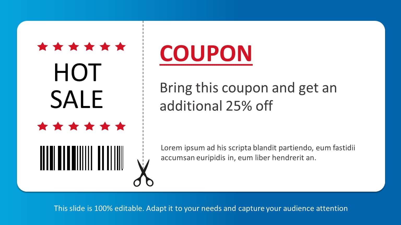 Blue Coupon Design for Hot Sale Promotions Presentation Template