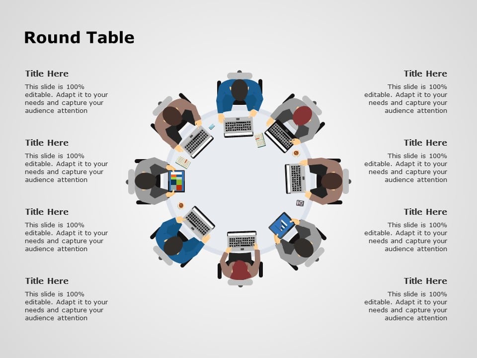 Round Table Meeting Infographic in Neutral Tones Presentation Template