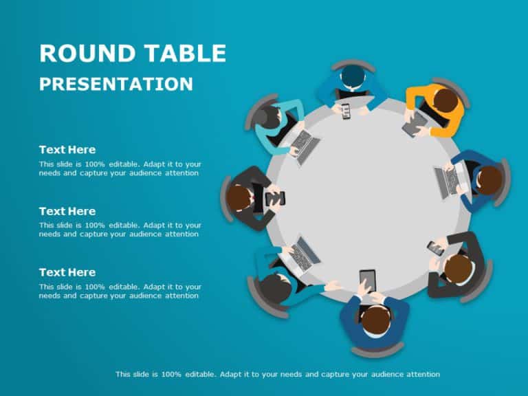 Round Table Conference 05 PowerPoint Template & Google Slides Theme