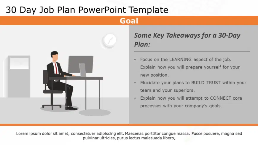 30 60 90 day job plan PowerPoint Template