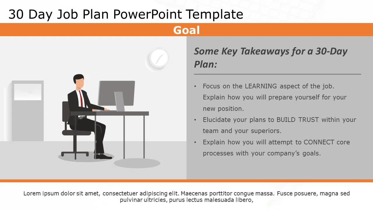 30 60 90 day job plan PowerPoint Template & Google Slides Theme