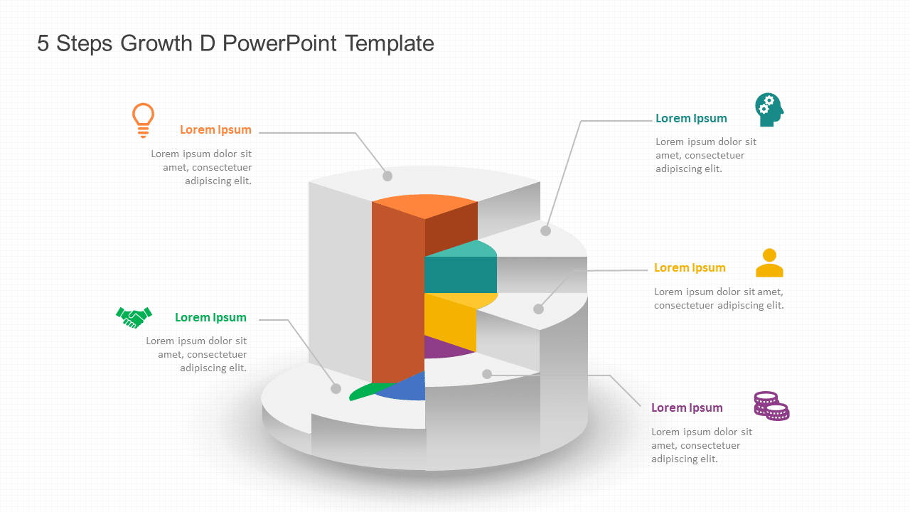 5 Steps Growth 3D PowerPoint Template & Google Slides Theme