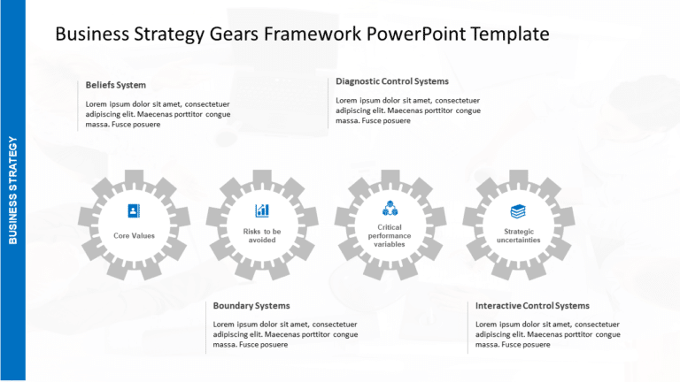 Business Strategy Gears Framework PowerPoint Template & Google Slides Theme