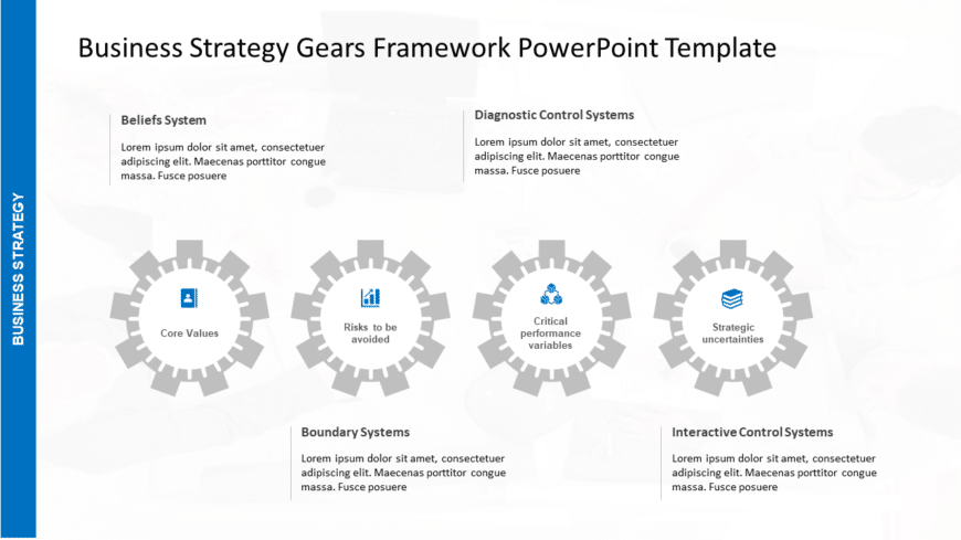 Business Strategy Gears Framework PowerPoint Template