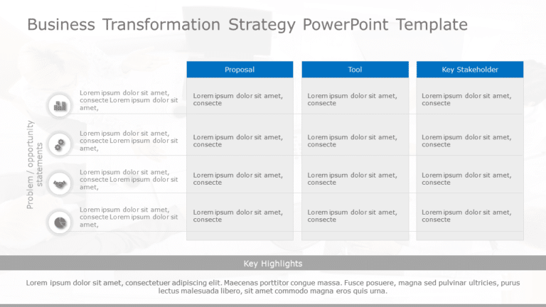 Blue and Gray Business Transformation Strategy Matrix Slide Template & Google Slides Theme