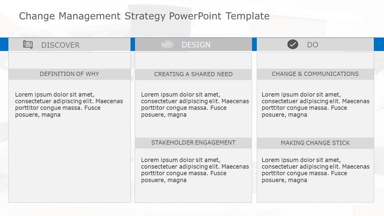 ThreePhase Change Management Framework in Blue and Gray Presentation