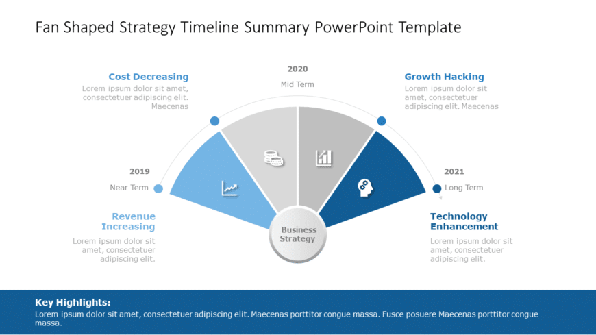 Fan Shaped Strategy Timeline Summary PowerPoint Template