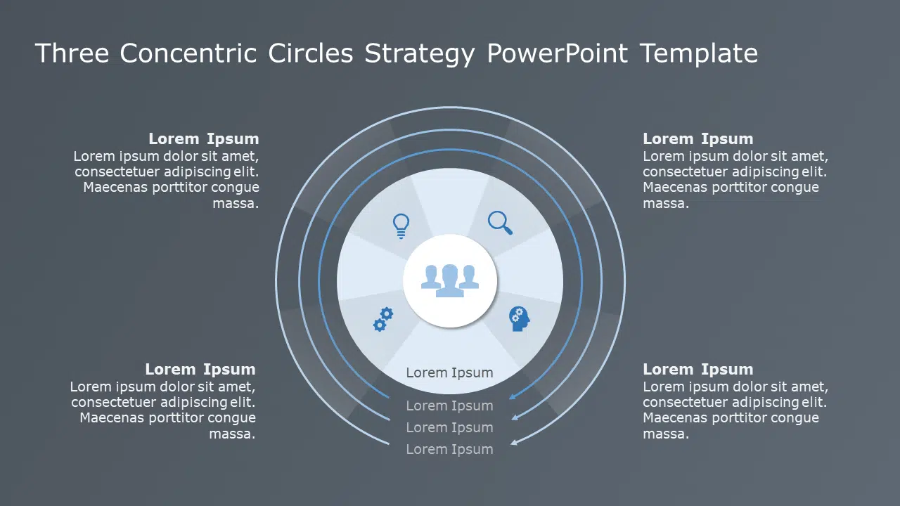 Three Concentric Circles Strategy PowerPoint Template & Google Slides Theme