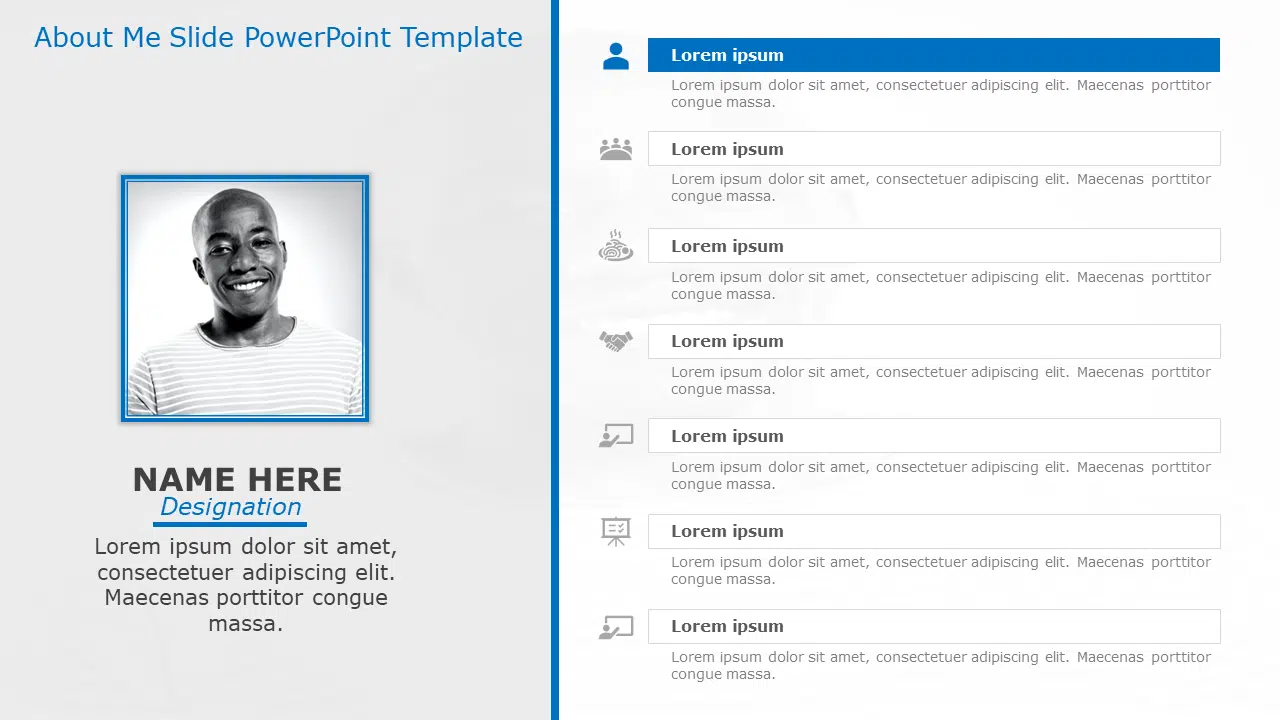 About Me Slide01 PowerPoint Template & Google Slides Theme