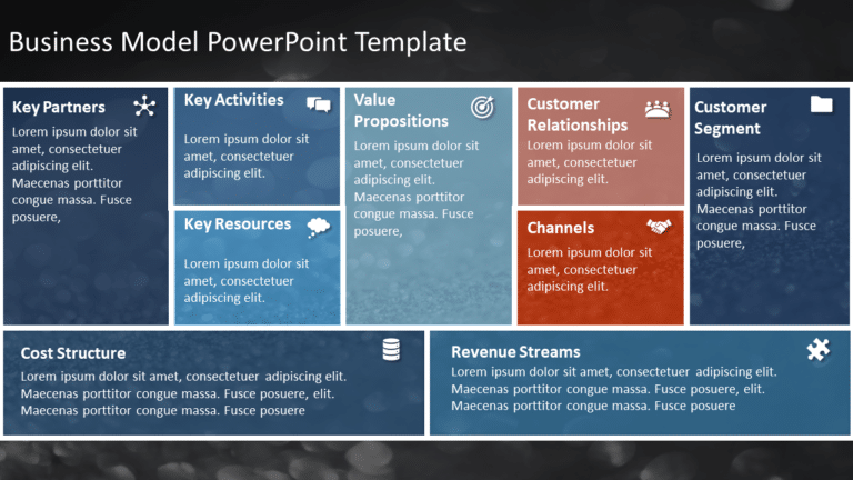 Colorful Gradient Business Model Canvas Overview Powerpoint Template & Google Slides Theme