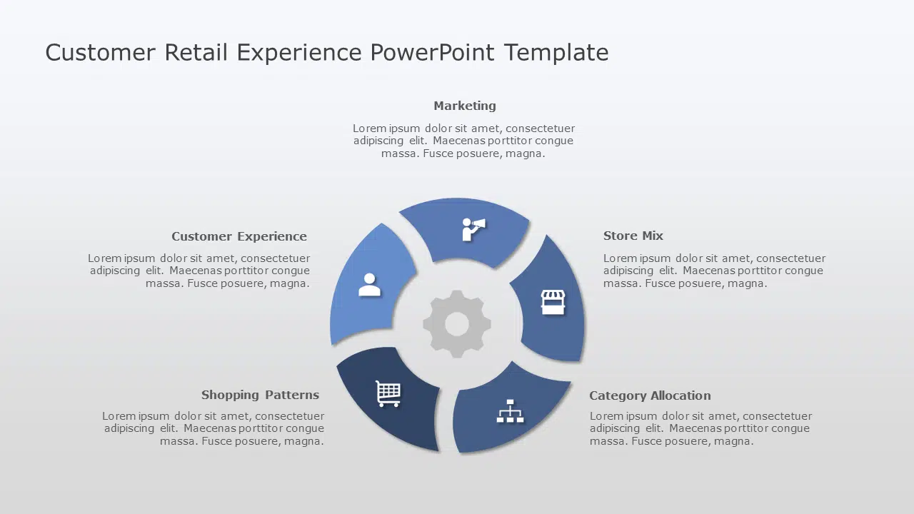 Blue Circular Retail Strategy Infographic on Gray Background Slide Template & Google Slides Theme