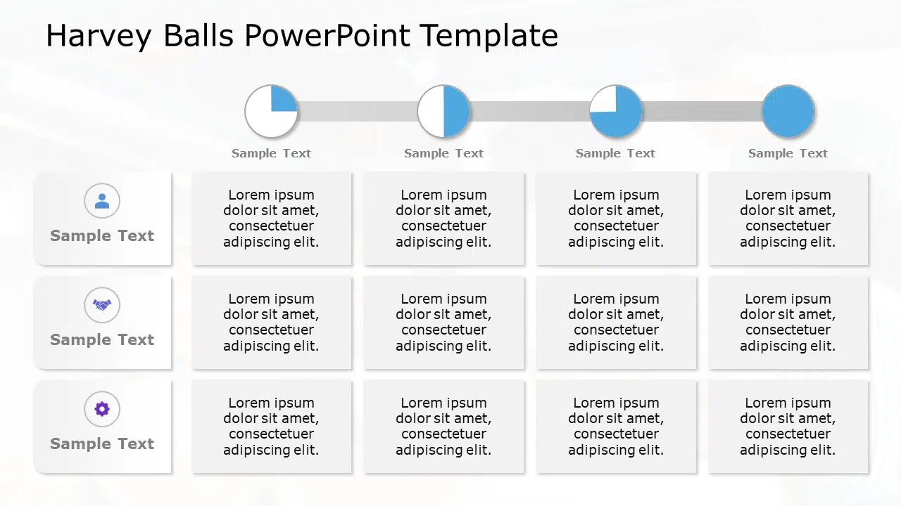 Harvey Balls 13 PowerPoint Template & Google Slides Theme