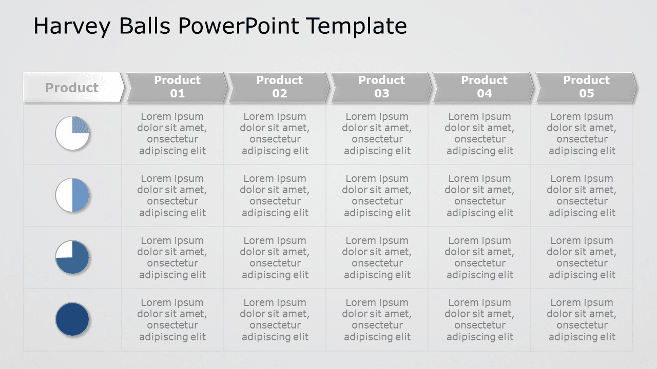 Harvey Balls 19 PowerPoint Template & Google Slides Theme