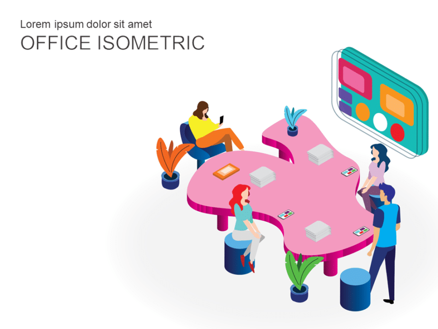 Office Working Isometric PowerPoint Template