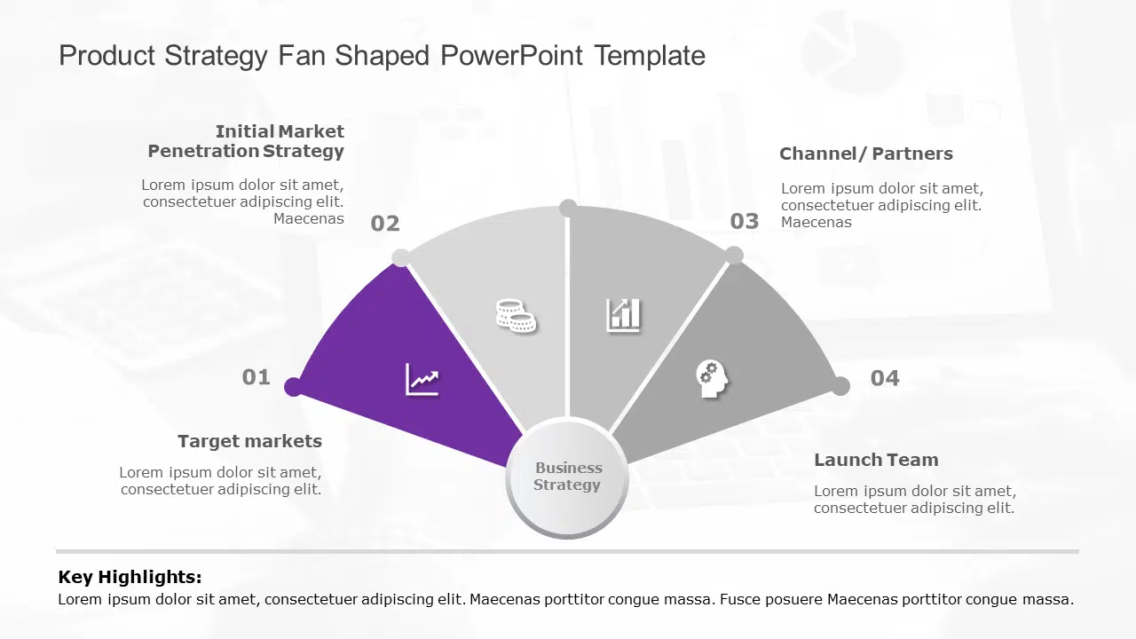 Product Strategy Fan Shaped PowerPoint Template & Google Slides Theme