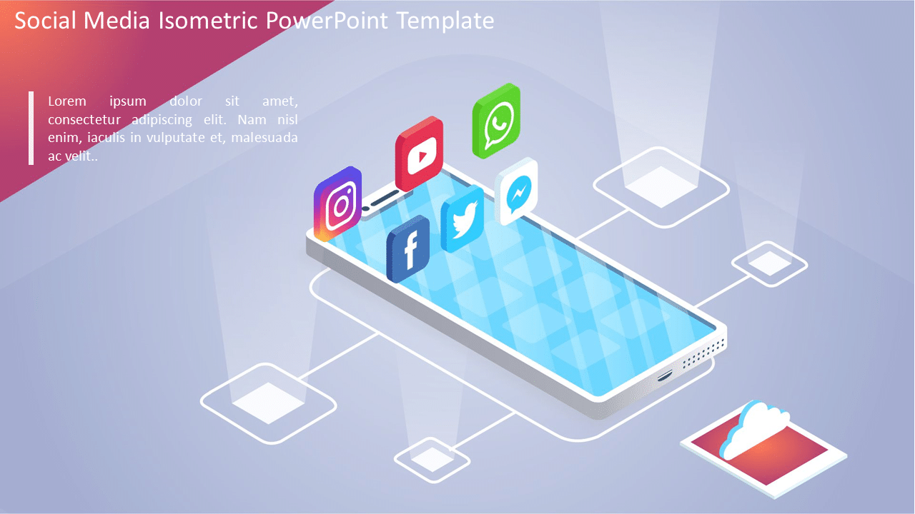 Social Media Isometric PowerPoint Template & Google Slides Theme