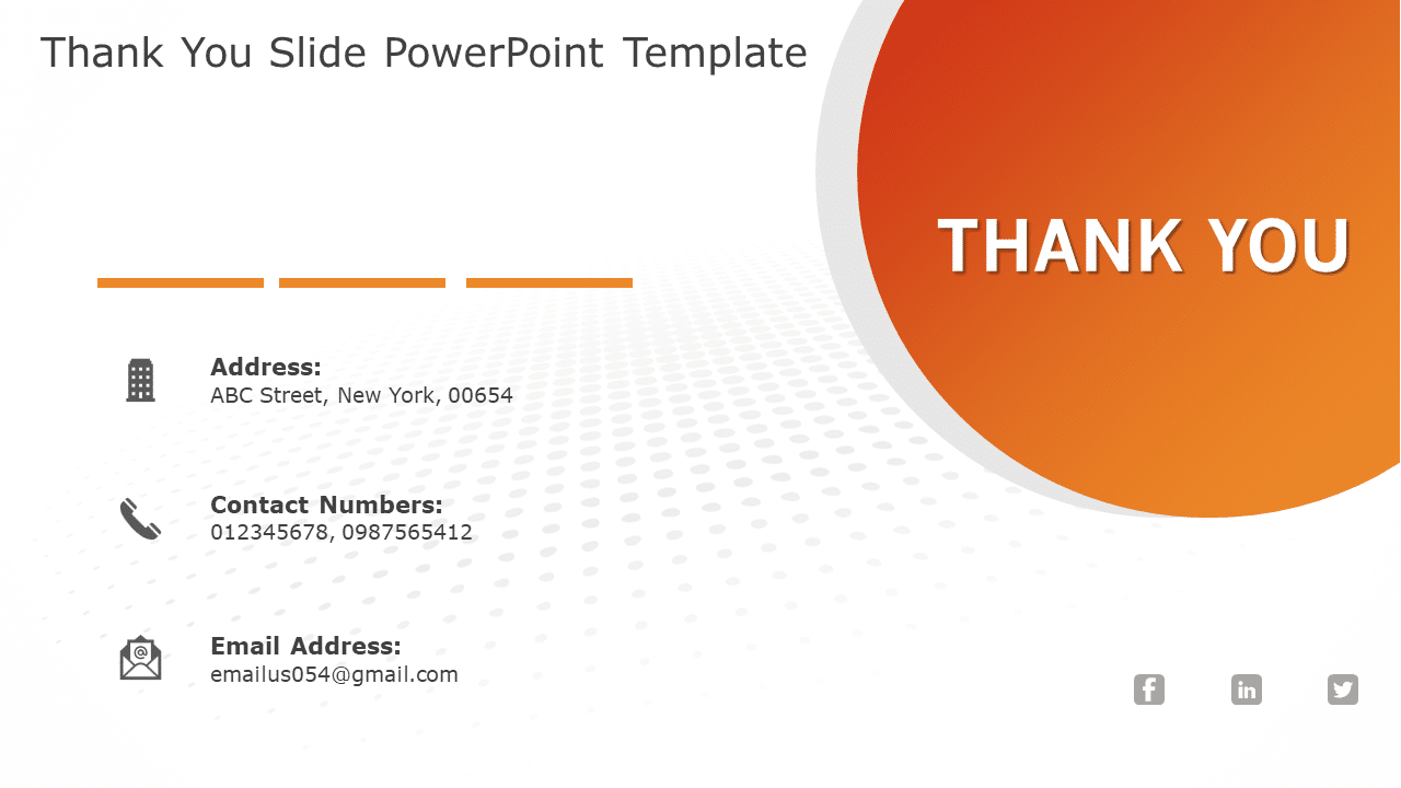 Orange Gradient Thank You Slide With Contact Details Presentation Template