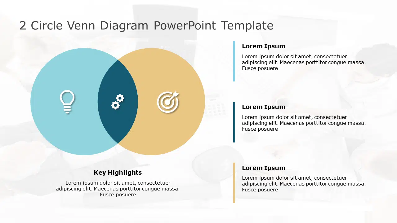 2 Circle Venn Diagram PowerPoint Template & Google Slides Theme