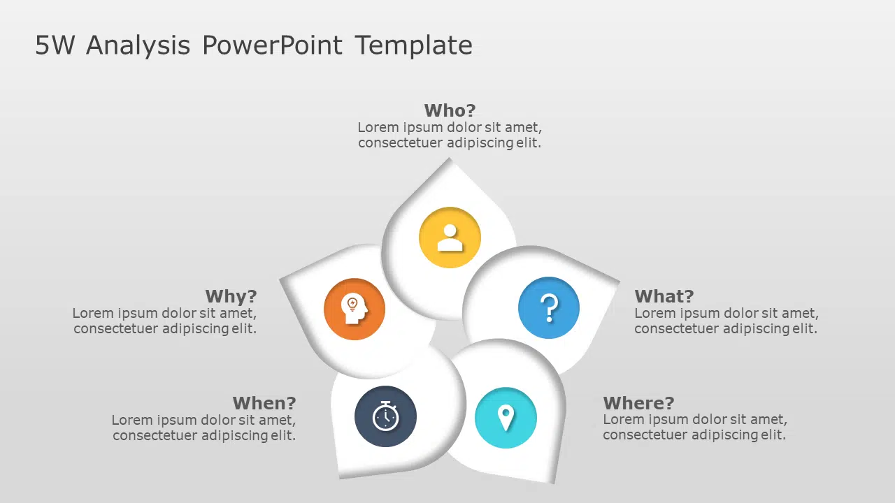 5W Analysis PowerPoint Template & Google Slides Theme