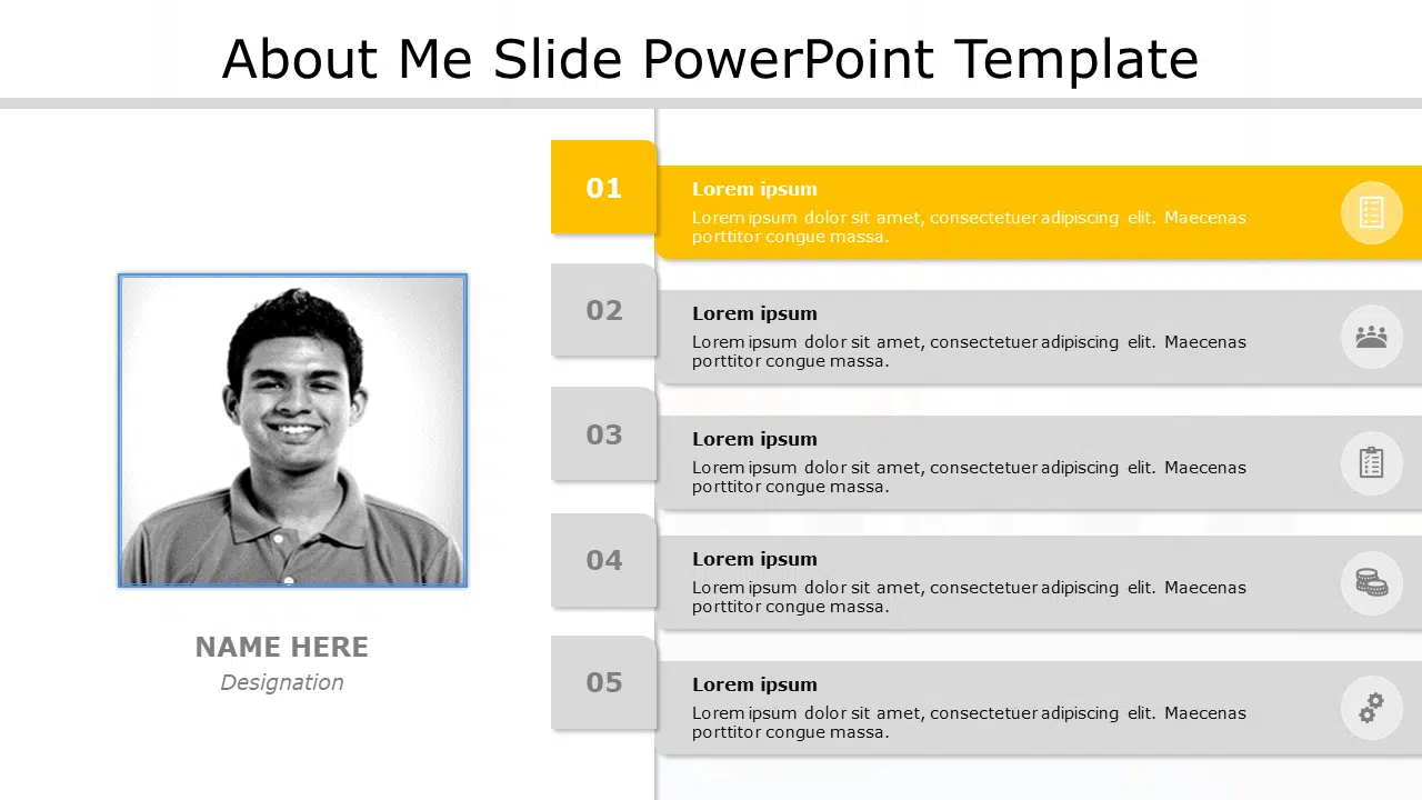 About Me Slide07 PowerPoint Template & Google Slides Theme