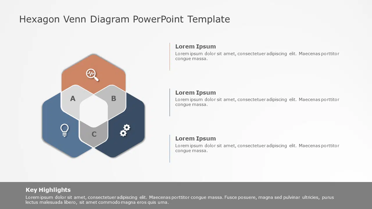 Hexagon Venn Diagram PowerPoint Template & Google Slides Theme