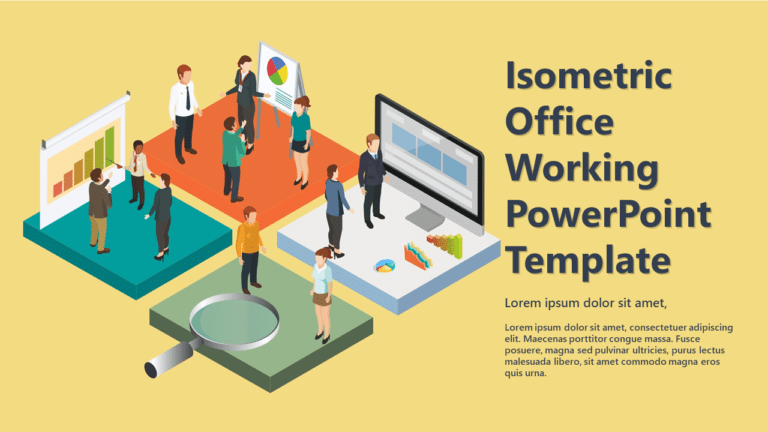 Isometric Office Working PowerPoint Template & Google Slides Theme