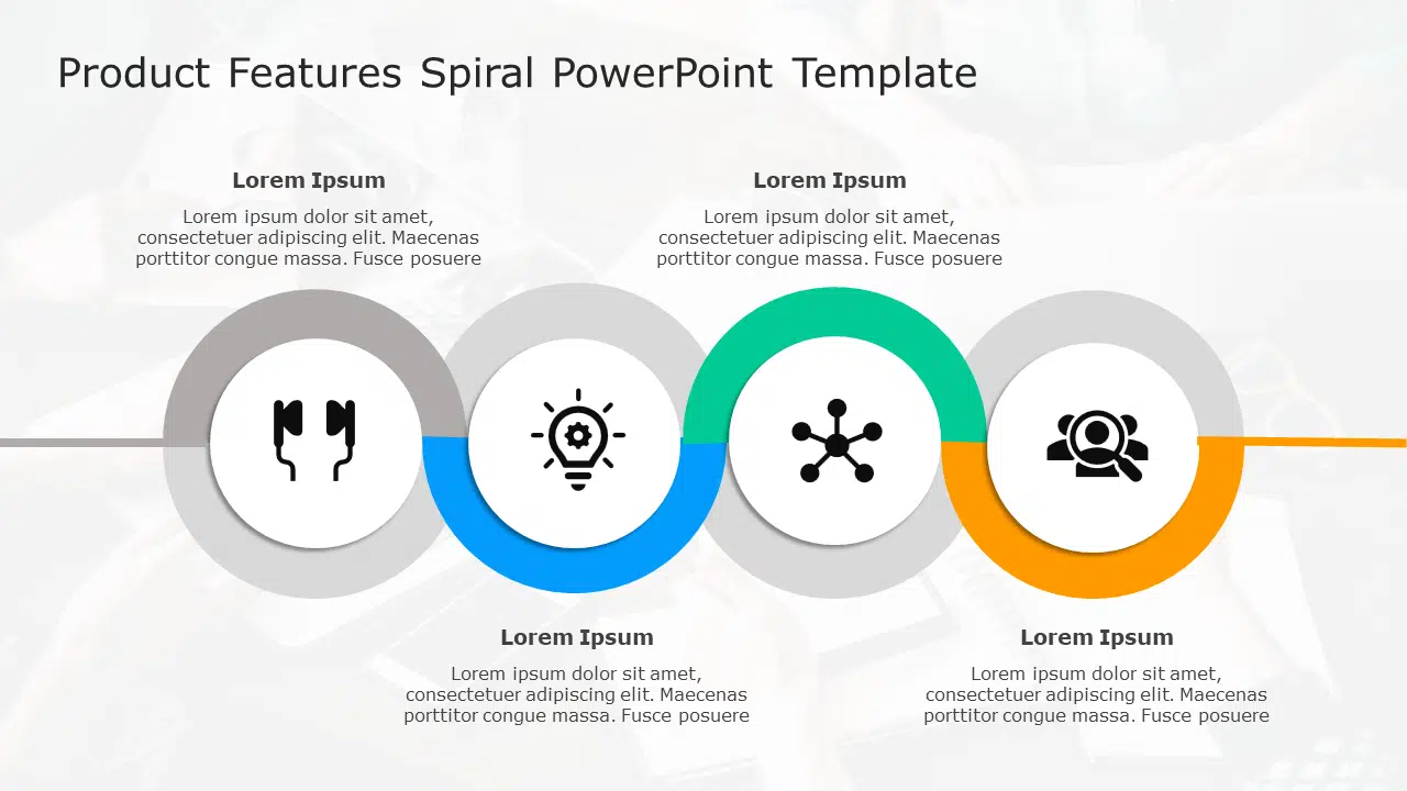 Product Features Spiral PowerPoint Template & Google Slides Theme