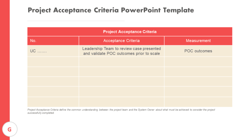 Project Acceptance Criteria PowerPoint Template