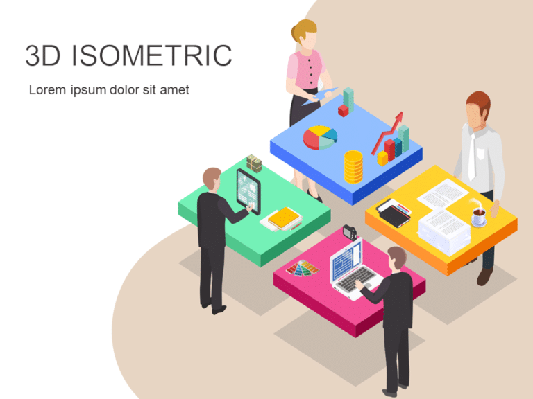 Teamwork Isometric PowerPoint Template & Google Slides Theme