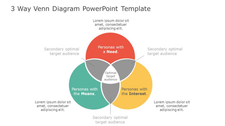 3 Way Venn Diagram 05 PowerPoint Template