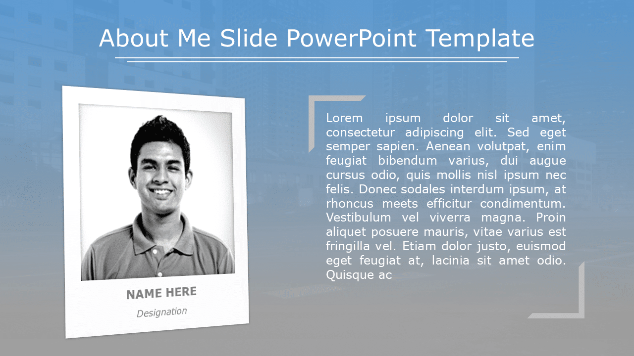 Blue Gradient About Me Profile Layout Presentation Template