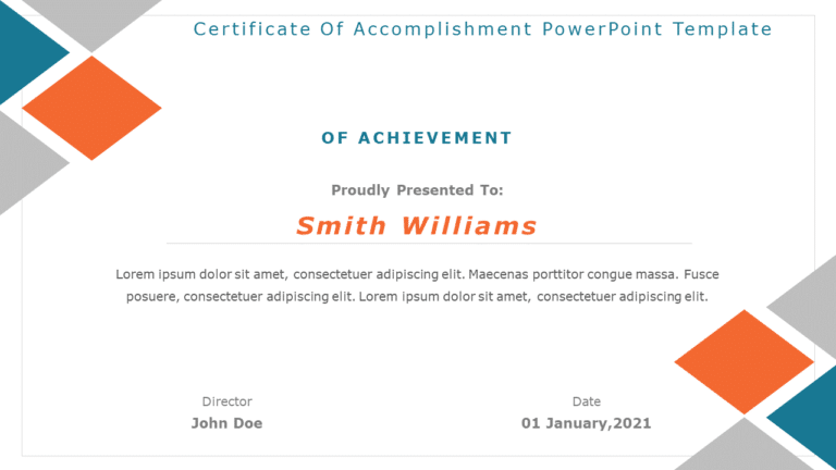 Certificate of Accomplishment PowerPoint Template & Google Slides Theme