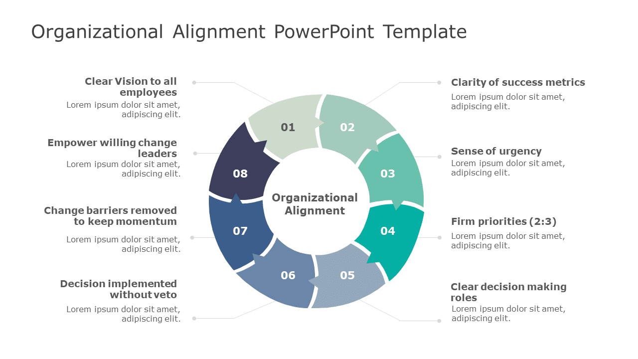Circular Organizational Alignment Diagram in Blue and Teal Powerpoint ...