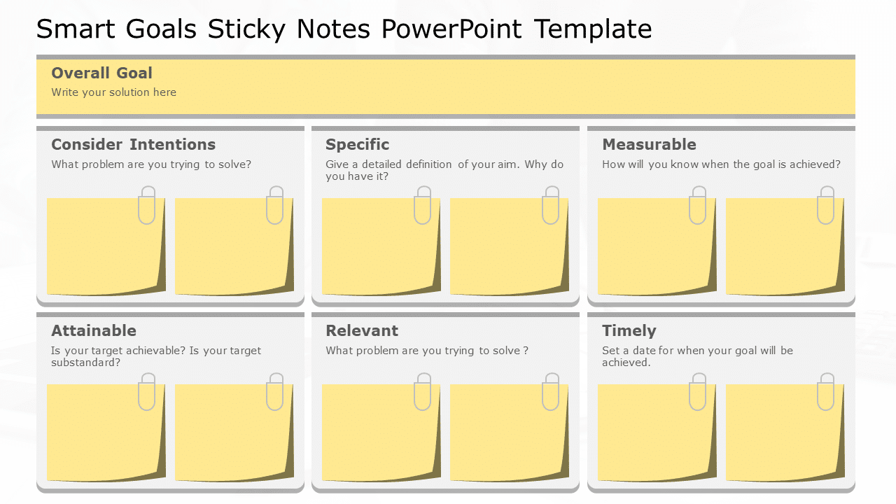 SMART Goals Sticky Notes PowerPoint Template & Google Slides Theme