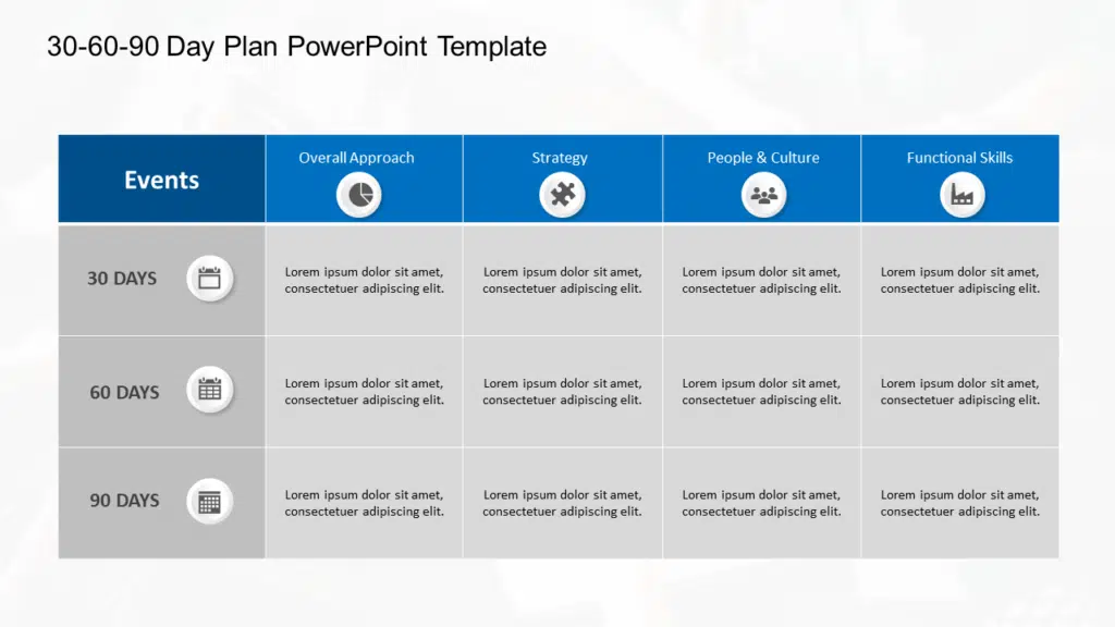 30-60-90 Day Plan PowerPoint Template
