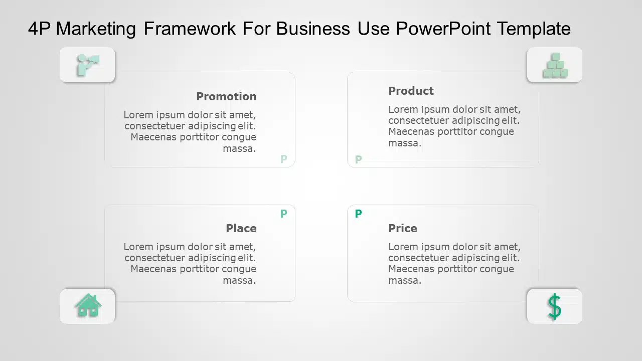 4P Marketing Framework for business use -12d PowerPoint Template & Google Slides Theme