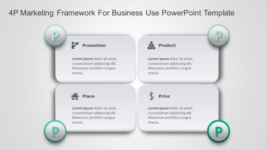 4P Marketing Framework for business use -2d PowerPoint Template