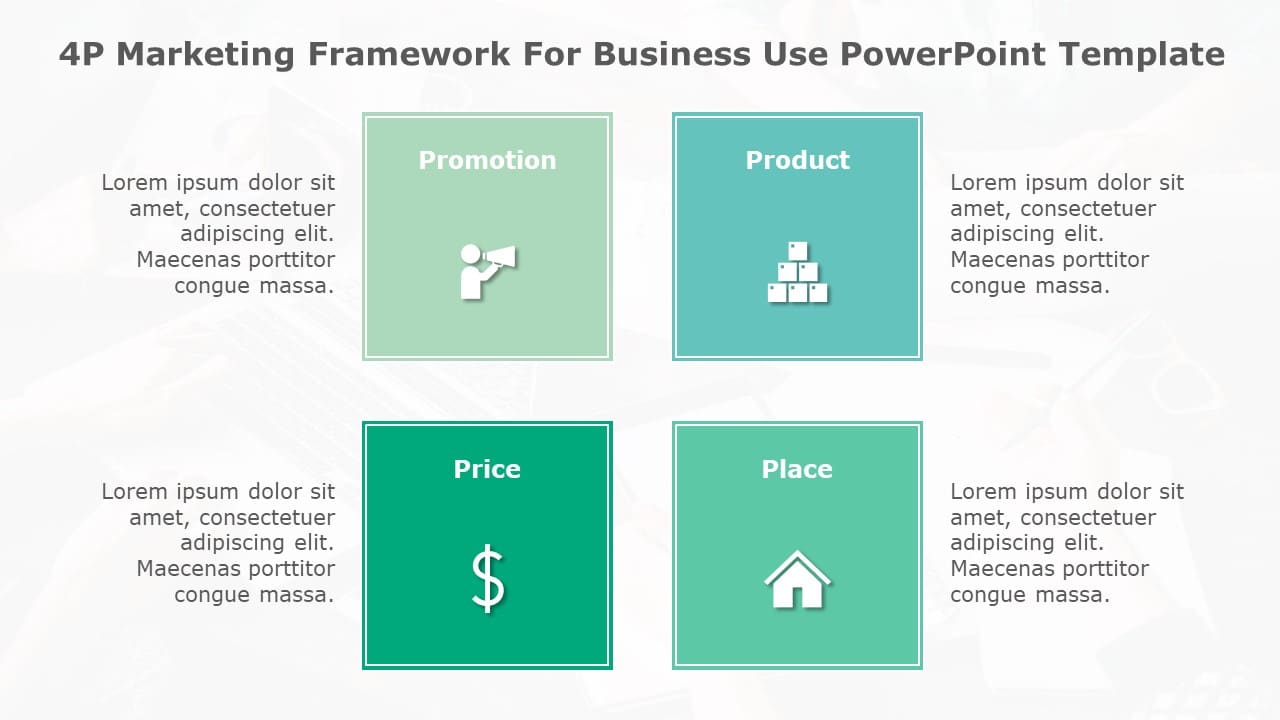 4P Marketing Framework for business use 23d PowerPoint Template & Google Slides Theme