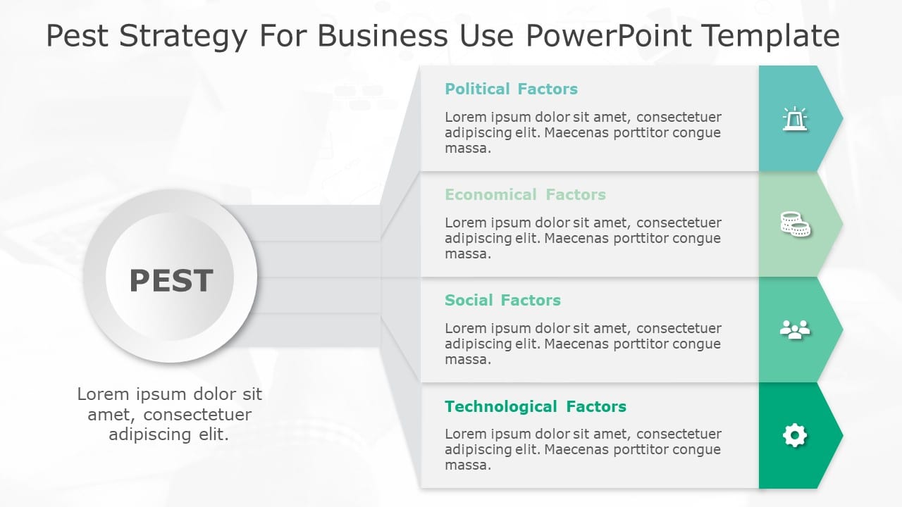 PEST Strategy for business use 27i PowerPoint Template & Google Slides Theme
