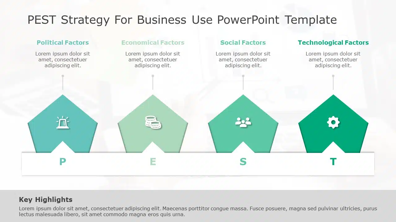 PEST Strategy for business use -15i PowerPoint Template & Google Slides Theme