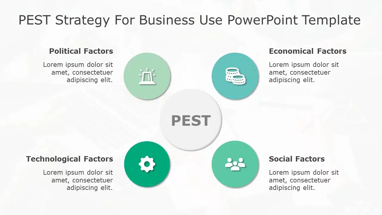 PEST Strategy for business use -8i PowerPoint Template & Google Slides Theme