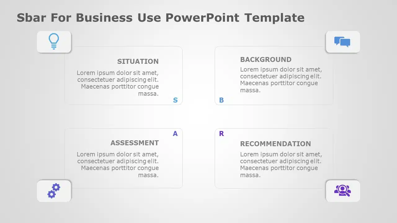 SBAR for business use ,30l PowerPoint Template & Google Slides Theme