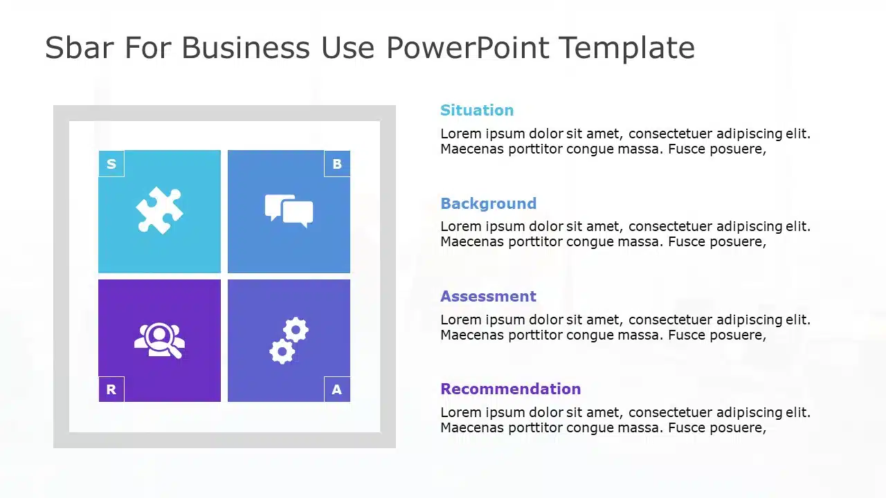 SBAR for business use ,32l PowerPoint Template & Google Slides Theme