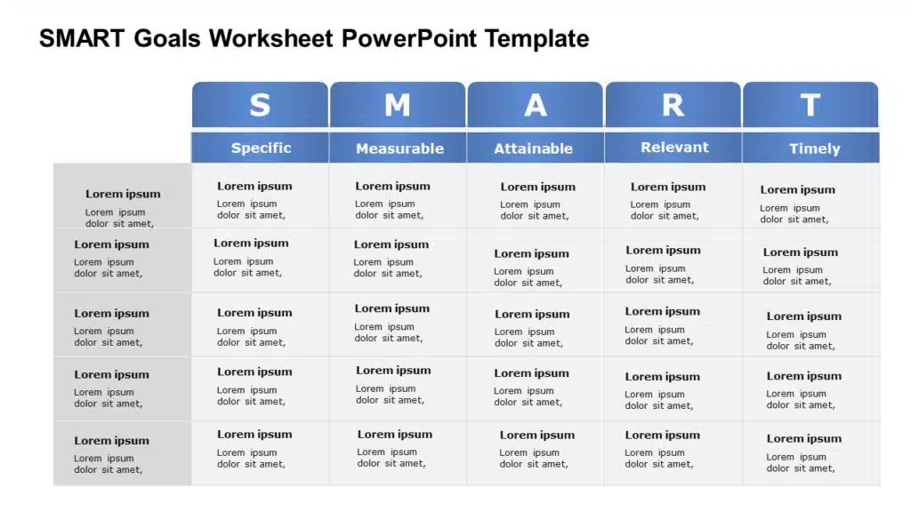 What is SMART Goals Worksheet PowerPoint Template?