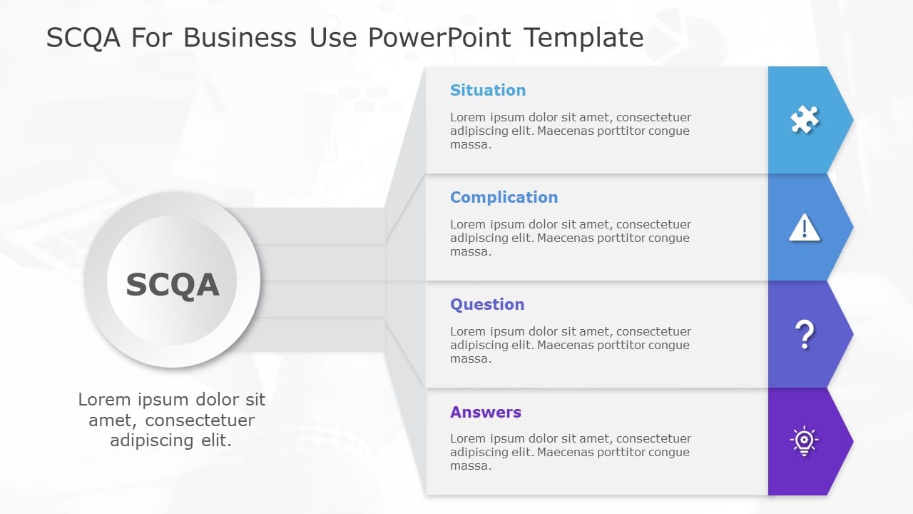 Blue Hexagonal SCQA Framework for Business Analysis Slide Template
