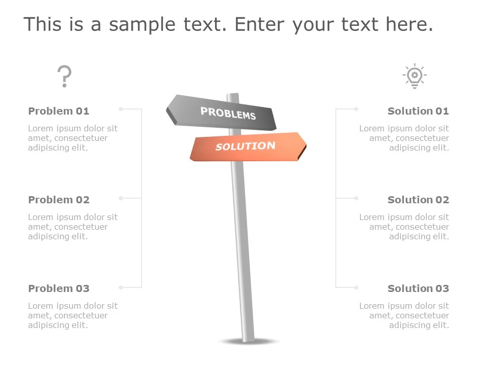 Problem Solution Directional Arrows PowerPoint Template